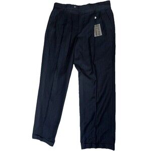 GEORGE Men's Pant Black Pinstripe Flat Front Easy Care  Size W36 L30